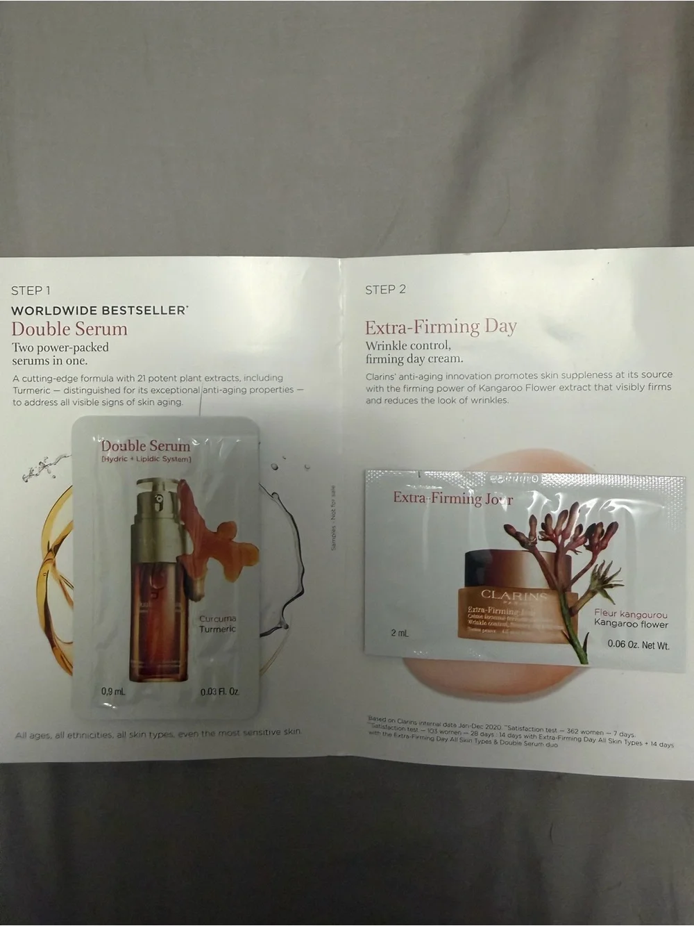 NEW! Clarins Double Serum & Extra-Firming Day Sample Set